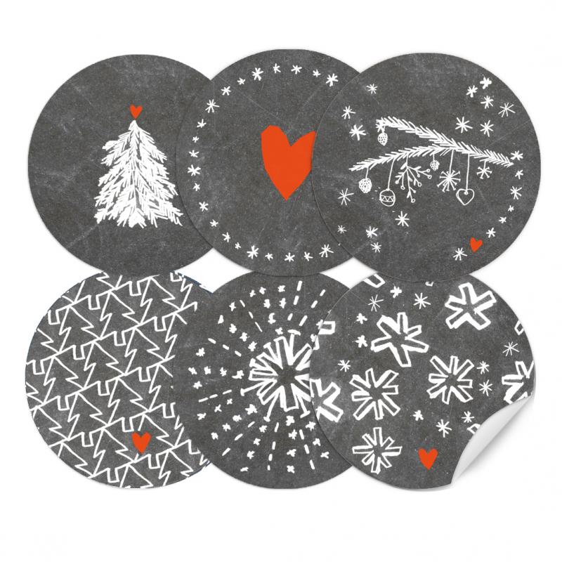 Weihnachtssticker für eure Weihnachtsdeko in Grau Weiß