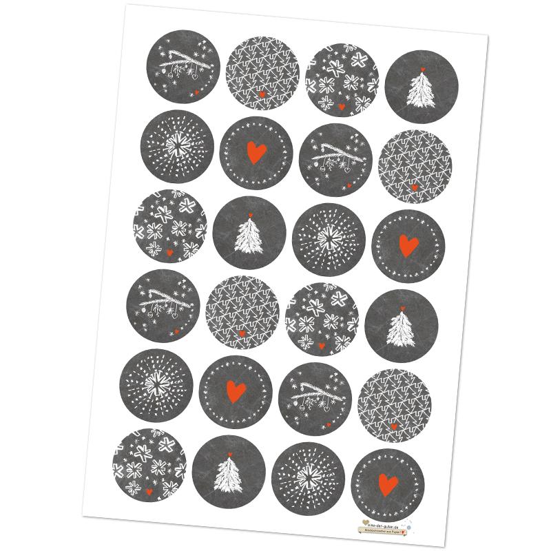 Weihnachtssticker für eure Weihnachtsdeko in Anthrazit Weiß im schönen Design