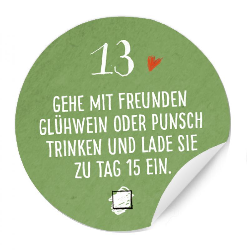 Adventskalenderzahlen für Erwachsene mit Aufgaben, Sticker, Etiketten, Aufkleber, Zahlen für den Advenskalender
