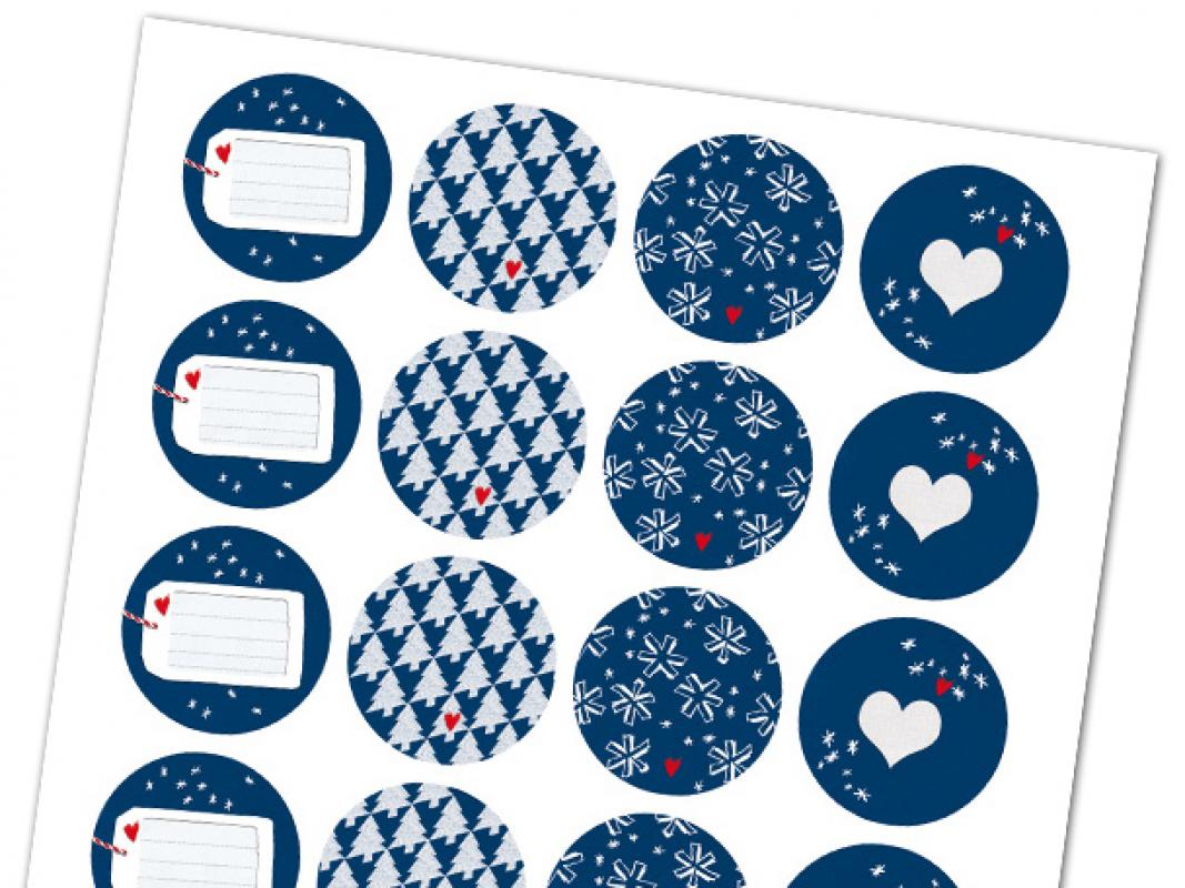 Weihnachtssticker, Dekosticker Weihnachten blau