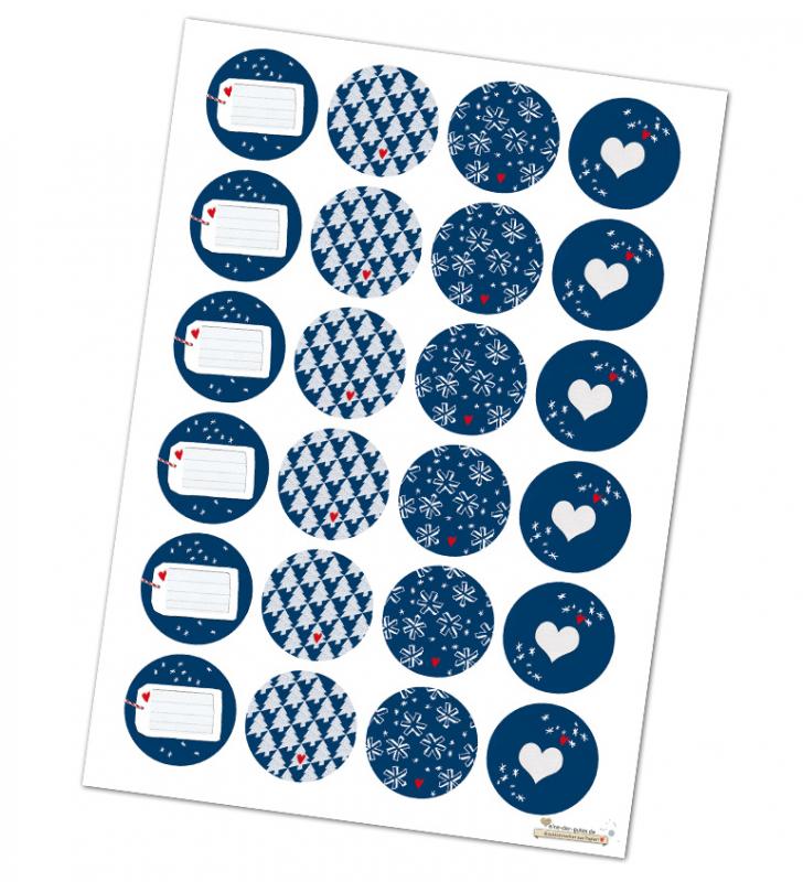Weihnachtssticker, Dekosticker Weihnachten blau