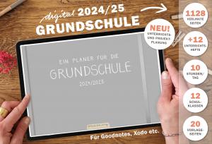 Lehrerkalender digital 2024 2025, Planungshelfer fürs Tablet zur Unterrichtsvorbereitung und Schuljahr Planung, Grundschule