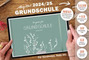 Lehrerkalender digital 2024 2025, Planungshelfer fürs Tablet zur Unterrichtsvorbereitung und Schuljahr Planung, Grundschule