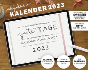 Terminkalender digital 2023 | digitaler Terminplaner im Querformat | umfangreicher Planer für Jahresplanung & Projektplanung | weiß rosa Handlettering
