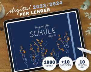 Lehrerkalender digital 2023 2024, Planungshelfer fürs Tablet zur Unterrichtsvorbereitung und Schuljahr Planung