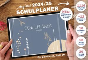 Lehrerkalender digital 2024 2025, Planungshelfer fürs Tablet zur Unterrichtsvorbereitung und Schuljahr Planung