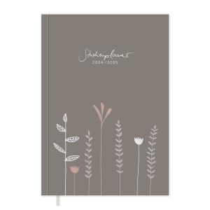 Studienkalender 2024 2025 beige weiß rosa mit Blumen inkl. Planungshelfer für die Studienplanung