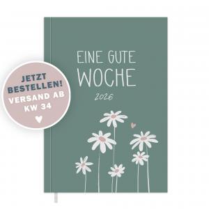Kalender 2026 mint grün rosa weiß mit Hilfestellungen für mehr Achtsamkeit