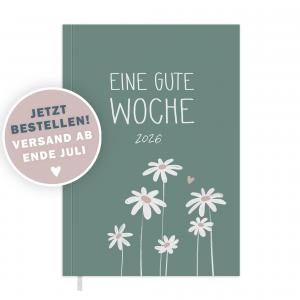 Kalender 2026 mint grün rosa weiß mit Hilfestellungen für mehr Achtsamkeit