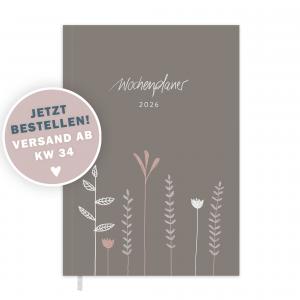 Kalender 2026 beige mit Hilfestellungen für mehr Achtsamkeit