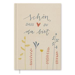 Hochzeitsgästebuch Creme, florales Handlettering Design, Hardcover Gästebuch