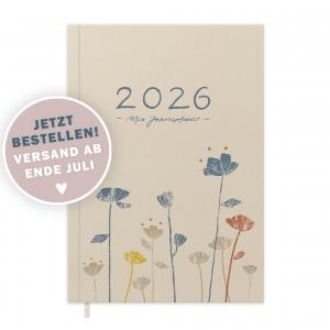 Kalender 2026 creme beige mit Hilfestellungen für mehr Achtsamkeit