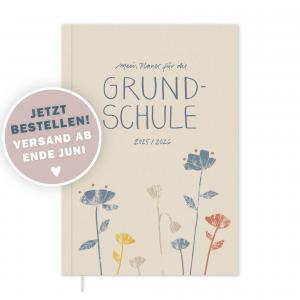 Lehrerkalender 2025 2026 creme blau mit bunten Blumen mit Planungshelfer für Unterrichtsvorbereitung und Schuljahr Planung