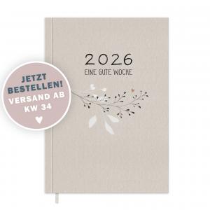 Kalender 2026 creme weiß rosa mit Hilfestellungen für mehr Achtsamkeit