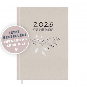 Kalender 2026 creme weiß rosa mit Hilfestellungen für mehr Achtsamkeit