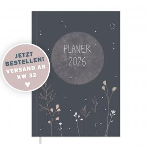Kalender 2026 blau mit Hilfestellungen für mehr Achtsamkeit
