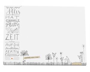 A3 Schreibtischunterlage aus Recyclingpapier mit Bullets in Grau Weiß und Blumenwiese Design