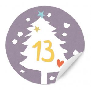 Selbstklebende Adventskalenderzahlen für Mädchen im Vintage Collage Design, Lila Weiß Gelb