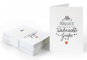 Geschenkanhänger allerfröhlichste Weihnachtsgrüße Weiß, mini Klappkarten zum beschriften deiner Weihnachtsgeschenke