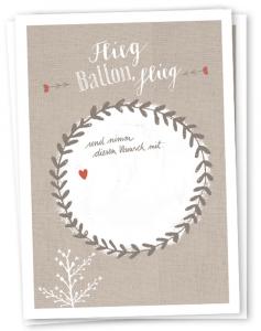 Ballonflugkarten für Hochzeit Beige Weiß im retro Design als Hochzeitsspiel für Gäste
