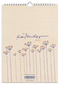 A4 Bastelkalender 2023, Fotokalender, Kreativkalender, Geburtstagskalender im DIY Design mit Blumen, Creme Rot Blau