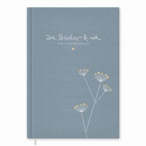 Eintragbuch Tagebuch für Bücher Rezensionen, blau weiß beige