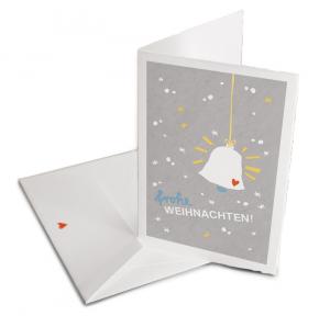 Hochwertige Weihnachtsgrußkarte | originelle Frohe Weihnachten! Weihnachtskarte | Bütte mit Umschlag | Vintage Design, Grau Weiß | Edel & individuell