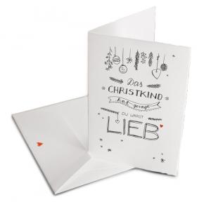 Witzige Grußkarte zu Weihnachten mit Christkind Spruch