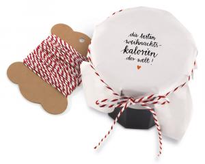 Weihnachtliche Marmeladendeckchen, Weiß im Kalligrafie Design