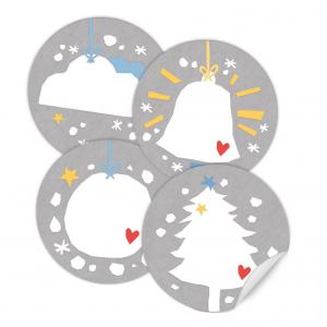 Weihnachtssticker Mix, 4 Weihnachtsdeko Motive im Vintage Collage Design