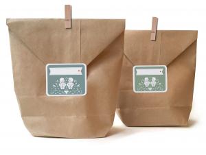 Geschenktüten Set für Kindergeburtstag Mitgebsel, Grün Blau mit retro Charme