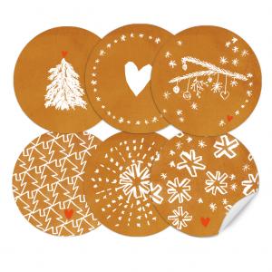 Weihnachtssticker für eure Weihnachtsdeko in Kupfer Weiß