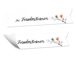 Weiße Wimpel Sticker für Tischkarten und Gastgeschenke im Handlettering Design