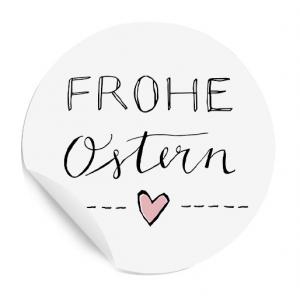 Ostersticker Frohe Ostern für Mädchen und Erwachsene, Weiß Rosa mit Herz