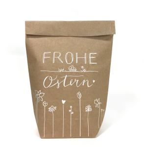 Geschenktüten Set Frohe Ostern für Osternest und Ostergrüße, Beige Weiß