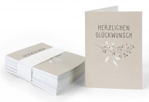 Geschenkanhänger Herzlichen Glückwunsch Creme, mini Klappkarten zum beschriften deiner Geburtstagsgeschenke