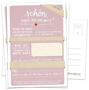 rosa, postkarten, kartenset, hochzeitsspiel, gästebuch, hochzeitsgäste, partygäste, partyspiel