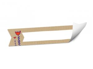 24 freitext Etiketten zum selbst beschriften, Beige Weiß Blau Rot mit Blumen