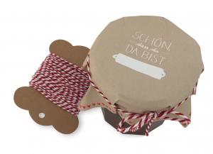 Marmeladendeckchen für Hochzeit Gastgeschenke - Beige Weiß Rot im DIY Herzen Design