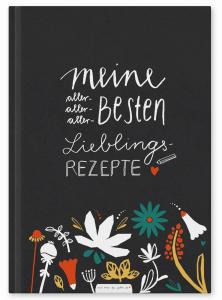 Rezeptbuch zum selbst gestalten, Vintage Design in Schwarz mit Blumen