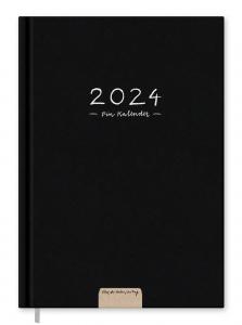 Kalender 2024 schwarz mit Hilfestellungen für mehr Achtsamkeit
