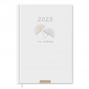 Kalender 2025 weiß mit Hilfestellungen für mehr Achtsamkeit
