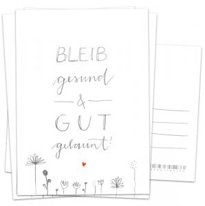 Handlettering Postkarte und Grußkarte - Bleib gesund & gut gelaunt!