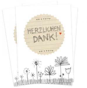 Dankeskarten im floralen Design in Weiß Grau Beige