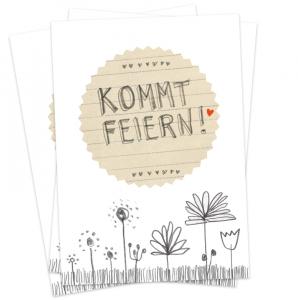kommt feiern Einladungskarte im floralen Design