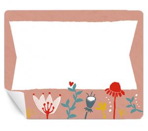 15 freitext Etiketten zum selbst beschriften, Rosa Weiß mit Blumen