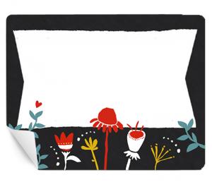15 freitext Etiketten zum selbst beschriften, Schwarz Weiß mit Blumen