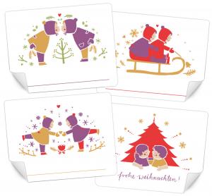 Weihnachtssticker für eure Weihnachtsdeko in Lila Weiß Rot Gelb