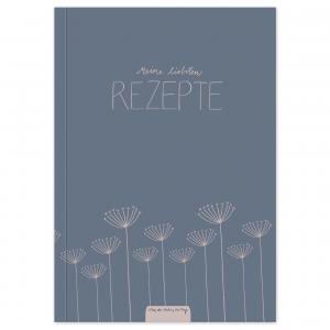 Rezeptbuch zum selbst gestalten, Vintage Design in Blau Rosa