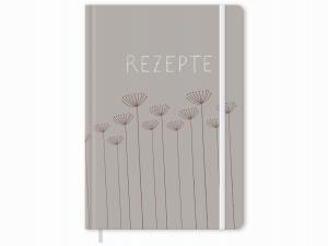 Rezeptbuch A5 zum Selberschreiben - Rezepte | DIY Kochbuch mit abgerundeten Ecken, Geschenkidee | Grau Beige mit Blumen, FSC Papier, Hardcover